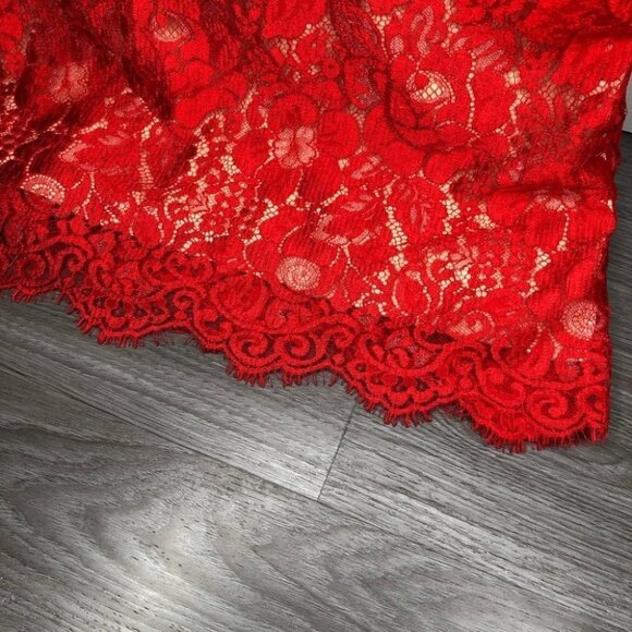 Fengye Loman Red Beaded Lace Floor Length  Prom Dress 8 - Picture 9 of 12